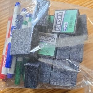 Chalkboard Eraser Set with Markers - Black and Blue